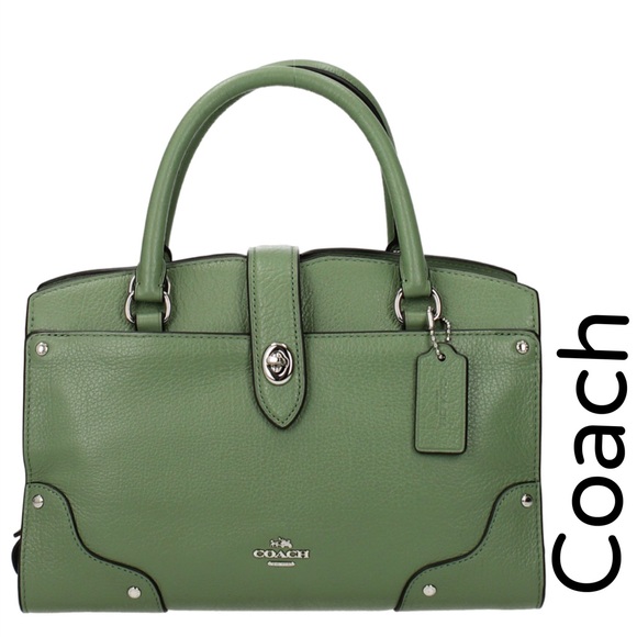 🆕 COACH Grain Leather Mercer 24 Clover Green - Picture 2 of 8